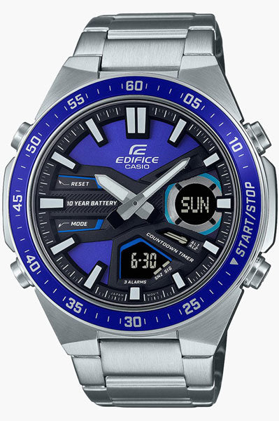Casio Analog-Digital Blue & Stainless Steel Men's Watch ED552