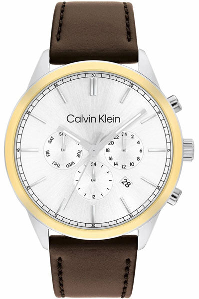 Infinite Male Silver Chronograph Leather Watch 25200381