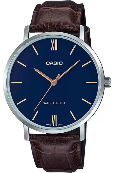 Casio Analog Blue & Leather Men's Watch A1616