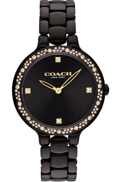 Coach Chelsea Qtz Basic Black Round Dial Women's Watch|Ionic Plated Black Steel Material|Black Color Band - 14504352