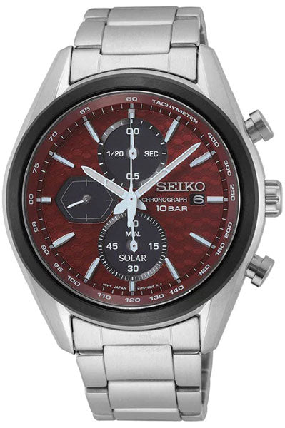 Seiko Analog Maroon & Stainless Steel Men's Watch SSC771P1