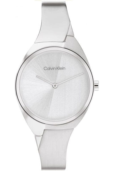 Calvin Klein Women's Quartz Stainless Steel Case and Bangle Bracelet Watch, Color: Silver 25200234