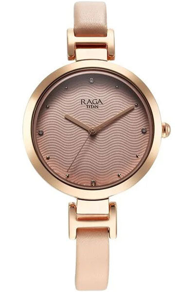 Raga Memoirs Quartz Analog Pink Dial With Pink Color Leather Strap Watch For Women
