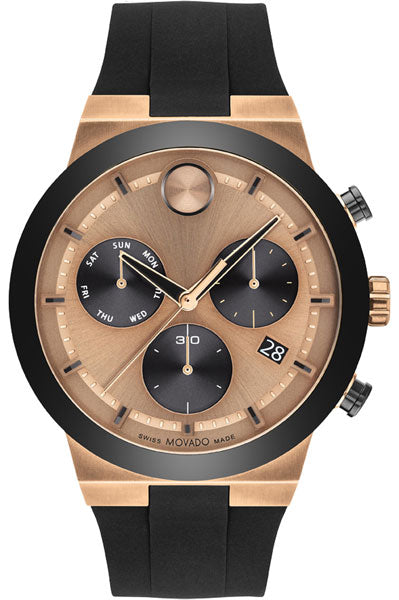 Movado Analog Rose Gold & Silicone Men's Watch 3600854