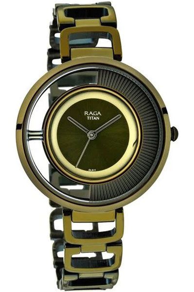 Raga Moments Of Joy Green Dial Women Watch With Metal Strap