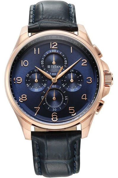 Multifunction Blue & Leather Men's Watch 90169WL01