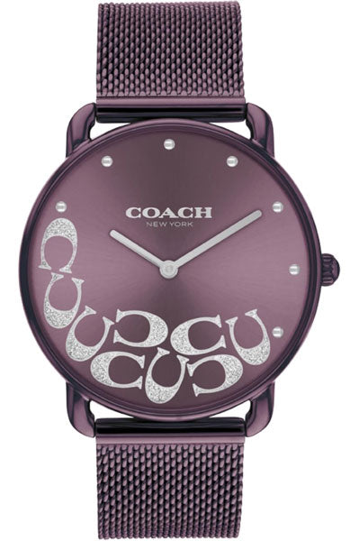 Coach Elliot Qtz Basic Purple Round Dial Women's Watch|Ionic Plated Purple Steel Material|Purple Color Band - 14504339