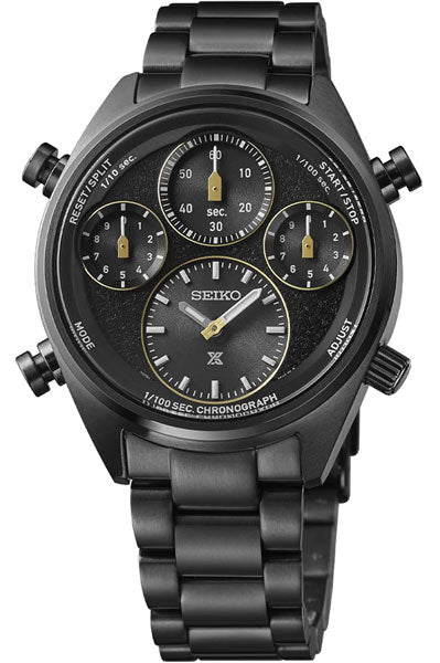 Seiko Chronograph Black & Metal band Men's Watch SFJ007P1