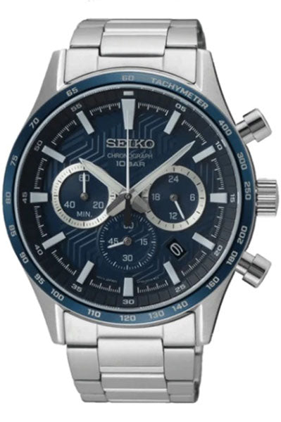 Seiko Analog Blue & Stainless Steel Men's Watch SSB445P1