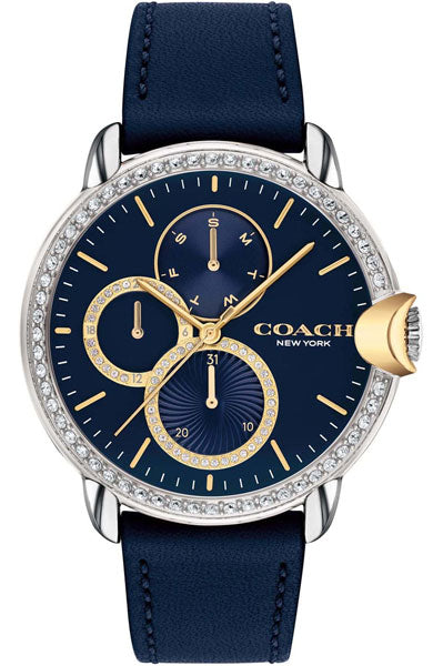 Coach Multifunction Navy & Leather Women's Watch NDCO14503734W