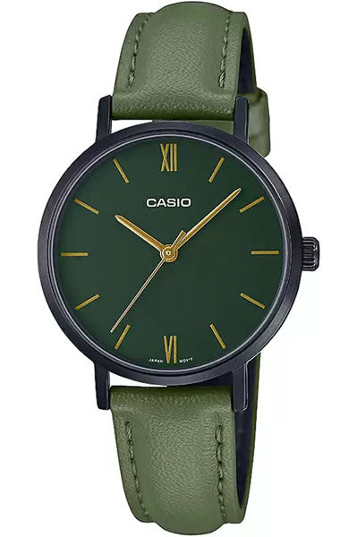Green Leather Analog - Women's Watch
