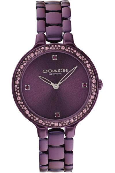 Coach Chelsea Qtz Basic Purple Round Dial Women's Watch|Ionic Plated Purple Steel Material|Purple Color Band - 14504353