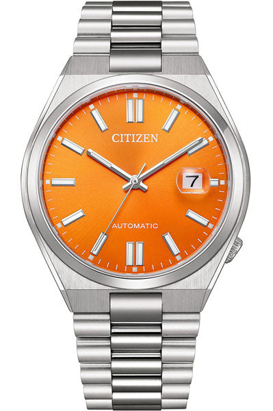 CITIZEN AUTOMATIC GENTS WATCH ORANGE DIAL NJ0151 88Z