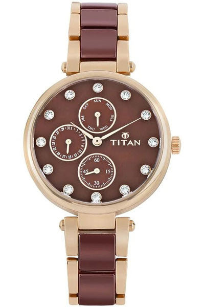 Multifunction Red & Stainless Steel Women's Watch NR95062WD01