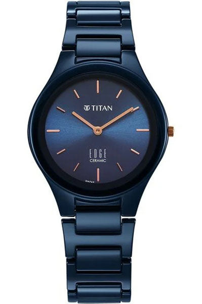 Edge Ceramic Slim Ceramic Strap Atlantic Blue Dial Analog Watch for Women