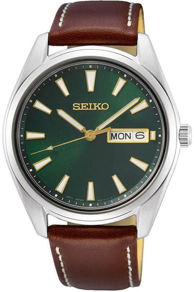 Seiko Analog Green & Leather Men's Watch SUR449P1