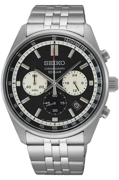 Seiko Chronograph Black & Metal band Men's Watch SSB429P1