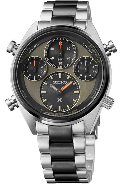 Seiko Chronograph Black & Metal band Men's Watch SFJ005P1