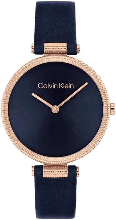 Gleam 32 mm Blue Dial Leather Analogue Watch For Women 25100041