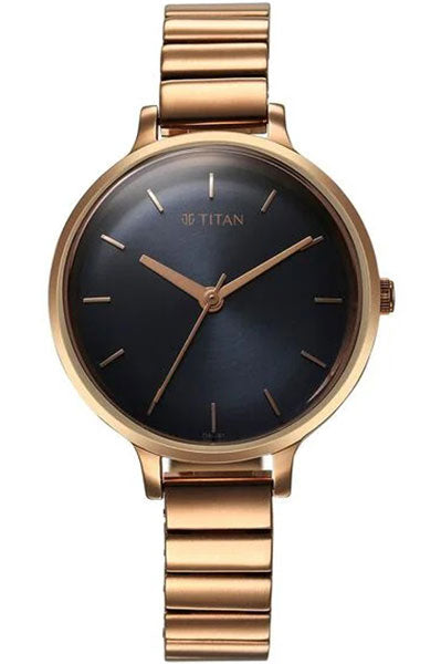 Secluded Quartz Analog Blue Dial Metal Strap Watch For Women