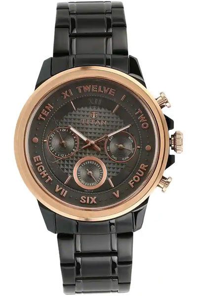 Multifunction Black & Stainless Steel Men's Watch 1747KM02