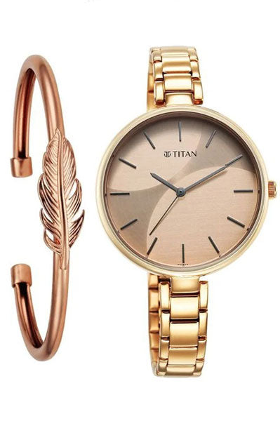 Purple Stackables Quartz Analog Two Toned Dial Stainless Steel Strap Watch for Women