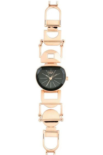 Raga Facets Black Dial Women Watch With Stainless Steel Strap