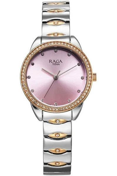 Raga Showstopper Quartz Analog Purple Dial Metal Strap Watch for Women