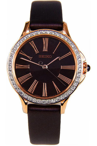 Seiko Analog Brown & Leather Women's Watch SRZ446P1