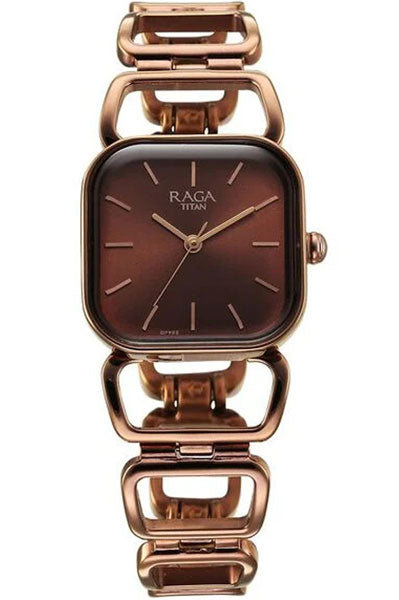 Raga Ascend Quartz Analog Brown Dial With Brown Color Metal Strap Watch For Women