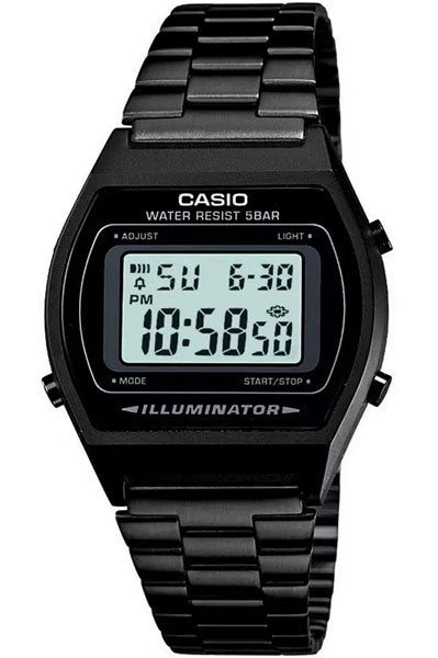 Casio Digital Black & Stainless Steel Unisex Watch D180