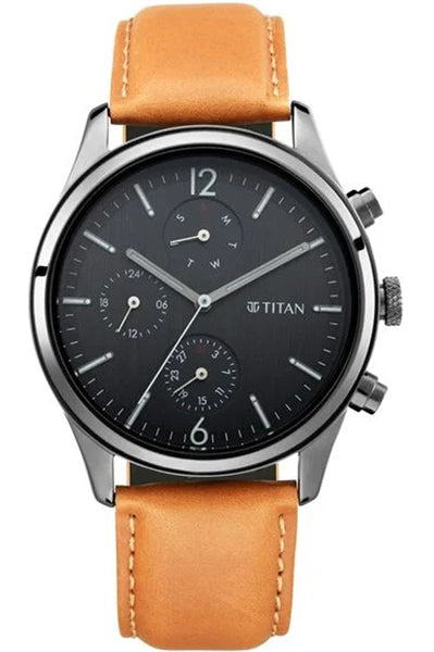Multifunction Black & Leather Men's Watch NS1805NL02