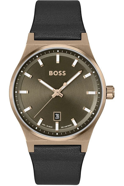 Hugo Boss Analog Green & Leather Men's Watch 1514080
