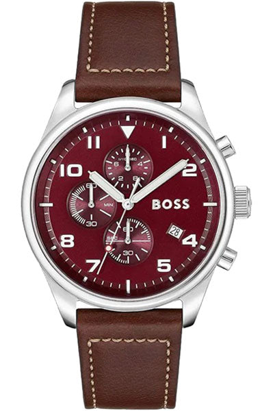 Hugo Boss Analog Red & Leather Men's Watch 1513988