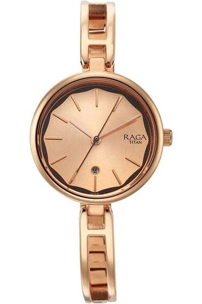 Raga Viva White Dial Analog with Date Metal Strap watch for Women
