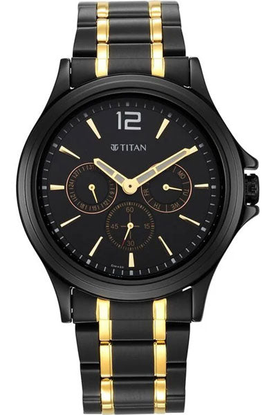 Multifunction Black & Stainless Steel Men's Watch NR1698KM02