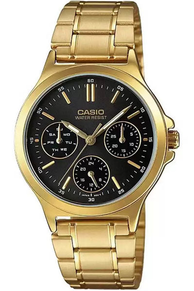 CASIO Chronograph Black & Stainless Steel Women's Watch A1914