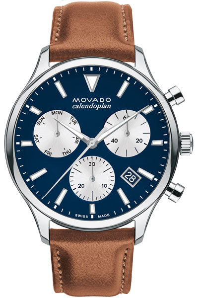 Movado Chronograph Blue & Leather Men's Watch 3650161