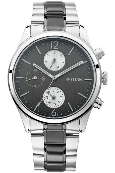 Men's Metropolitan Charm: Men's Multifunctional Anthra Watch with Metallic Accents