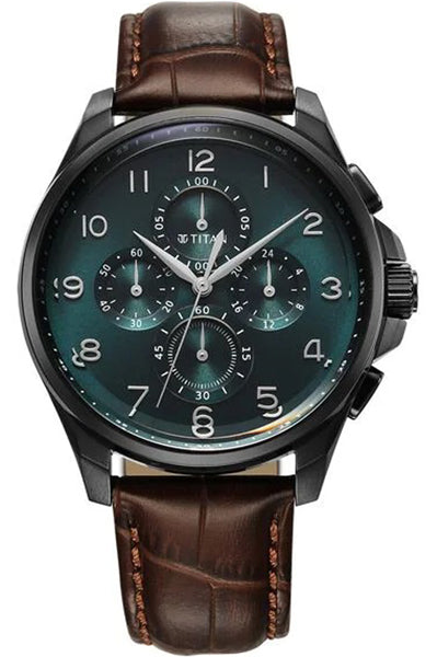 Multifunction Blue & Leather Men' NS90169NL01