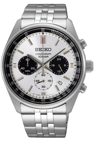 Seiko Chronograph White & Metal band Men's Watch SSB425P1