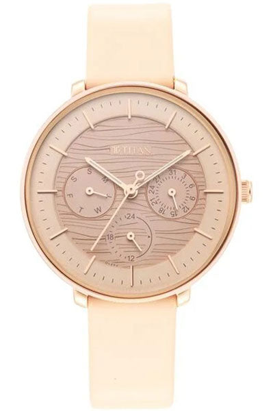 Women's Svelte Rose gold: Multi-Function Watch with Leather Strap