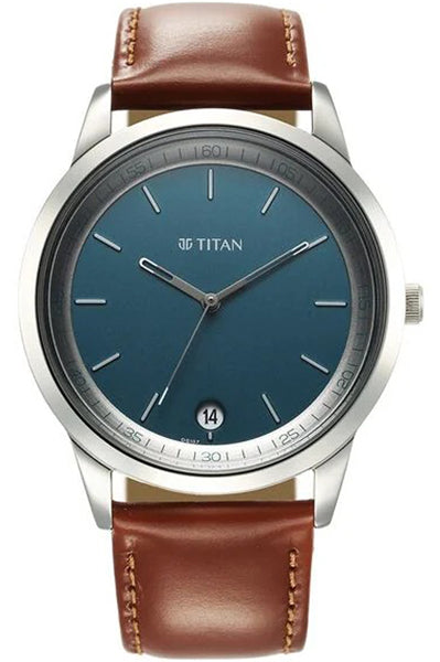 Analog Blue & Leather Men's Watch 1806SL12
