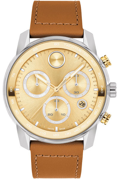 Movado Analog Gold & Leather Men's Watch 3600908