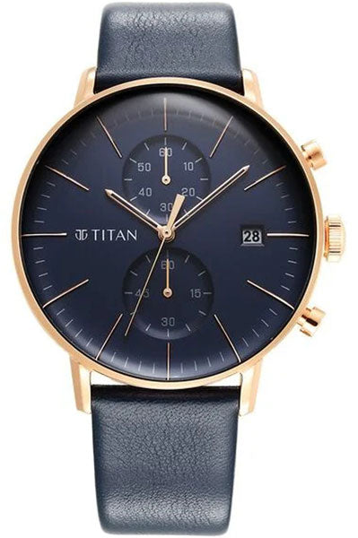 Infinity Display Blue Dial Chronograph Leather Strap watch for Men