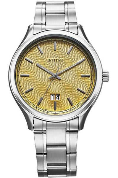 Analog Yellow & Stainless Steel Men's Watch 10033SM06