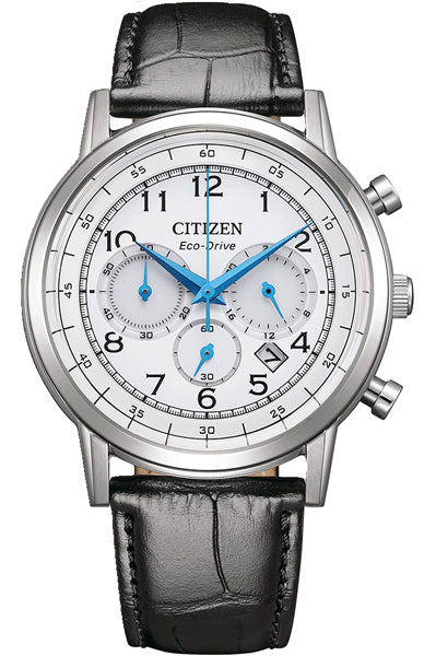 CITIZEN Chronograph White & Leather Men's Watch CA4630 02A