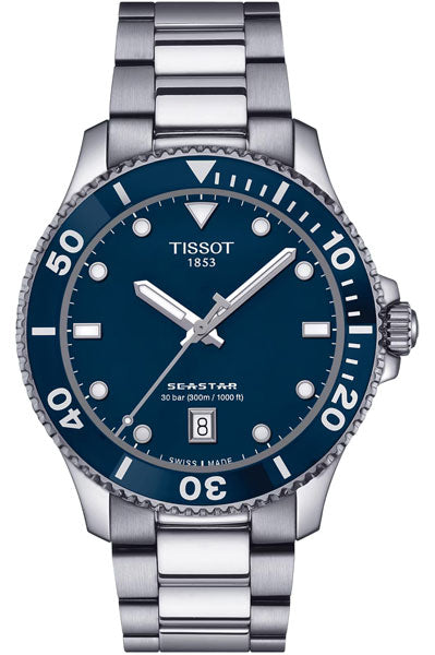 Blue & Stainless Steel Men's Watch T1204101104100