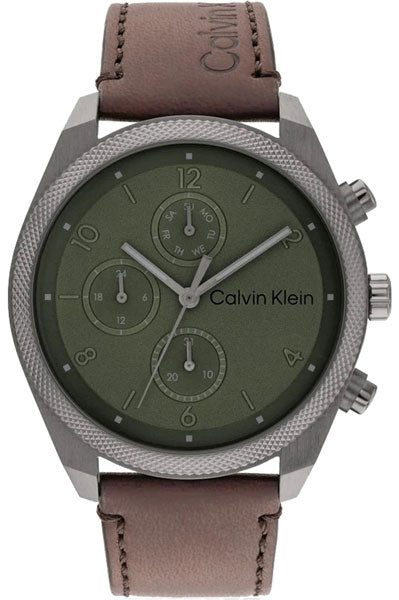 Calvin Klein  Green & Leather Men's Watch 25200363