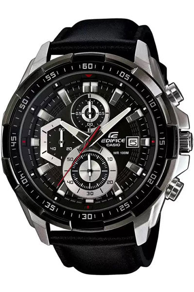 Casio Chronograph Black & Leather Men's Watch EX193